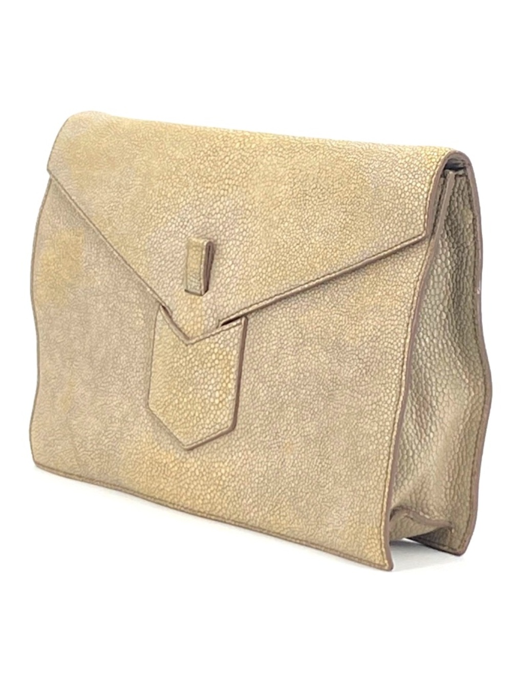 🤎  YSL VINTAGE TEXTURED LEATHER ENVELOPE CLUTCH BAG 🤎 - Picture 1 of 8